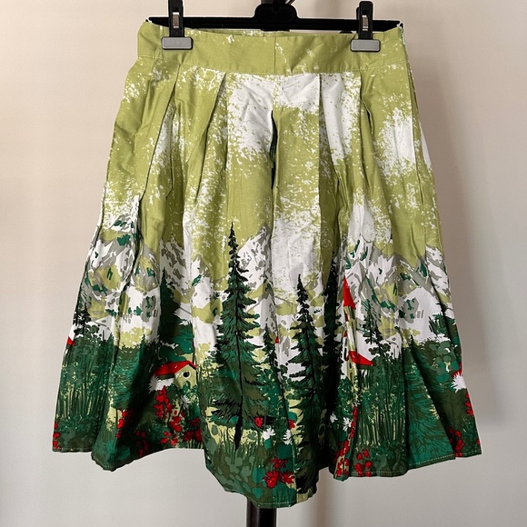 Obbue NWOT A-line Printed Pleated Midi Skirt (M) - Picture 4 of 13